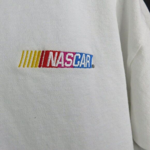 Nascar Polo Shirt Mens 2XL 100% Cotton Race Flag Trim White Black Check Red SS - Picture 5 of 12
